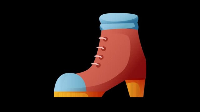 Pair of winter shoes icon animation. boot shoes icon animation video motion graphic video template.