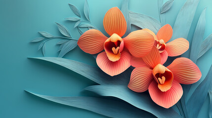 Obraz premium Phragmipedium Orchids logo 3d vector papercut