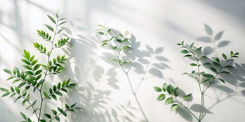 Blurred Shadow of Plant Leaves on White Wall - Double Exposure Photography for Nature Aesthetics