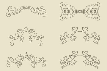 Vintage autumn Frame template design isolated light background. Set Floral baroque antique Frame . Vector illustration can used web banner postcard cover. EPS 10