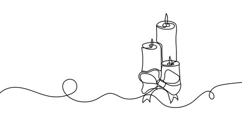 Christmas candle line art vector illustration