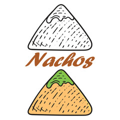 nachos hand drawn engrave style vector art icon