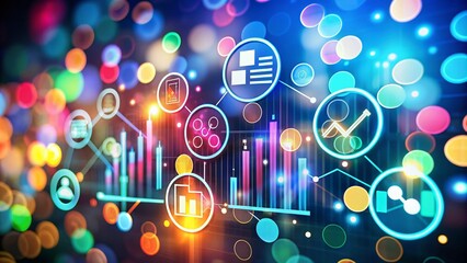 Obraz premium Business Analysis Report Icons with Bokeh Effect for Document Review and Analysis Concept