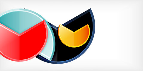 Glass reflective geometric round shapes background. Vector Illustration For Wallpaper, Banner, Background, Card, Book Illustration, landing page