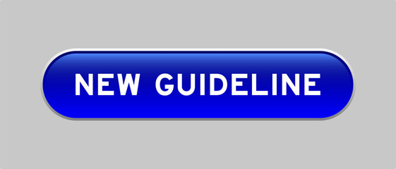 Blue color capsule shape button with word new guideline on gray background
