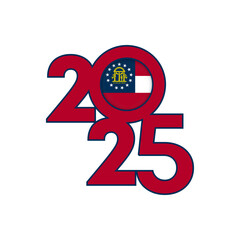 2025 banner with Georgia state flag inside. Vector illustration.