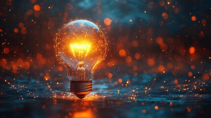 a glowing light bulb with intricate lines forms a connected circle around it symbolizing creativity and innovation in a warm inviting setting