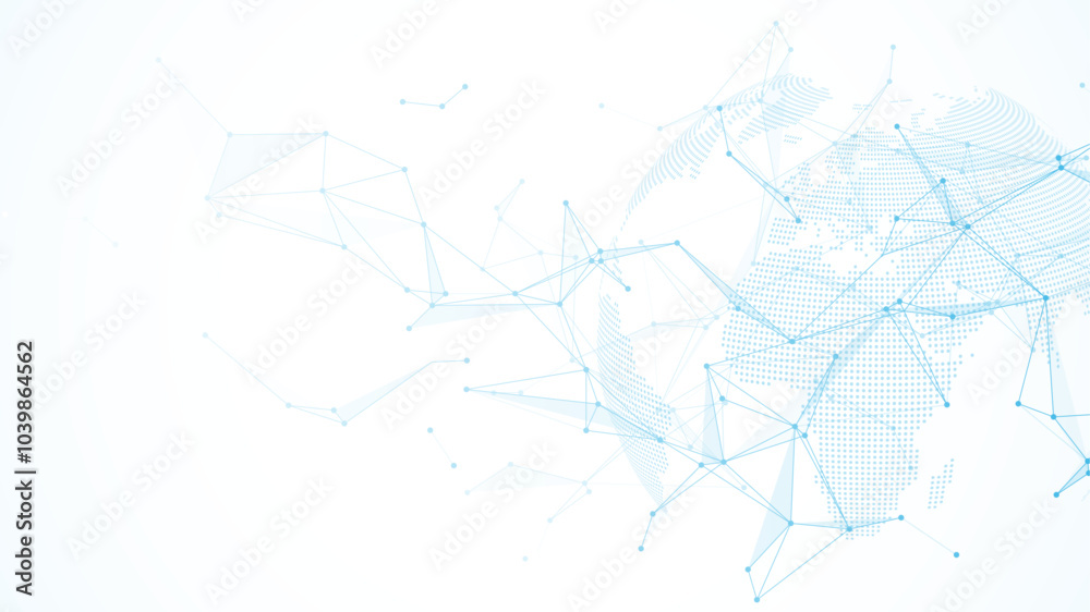 Poster Global network connection banner design template. Header social network communication in the global business concept. Big data visualization. Internet technology