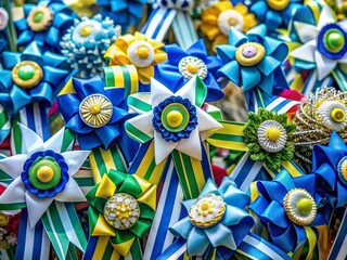 Celebrate Yorkshire Day with a Festive Ribbon and Flag Display in Vibrant Macro Photography