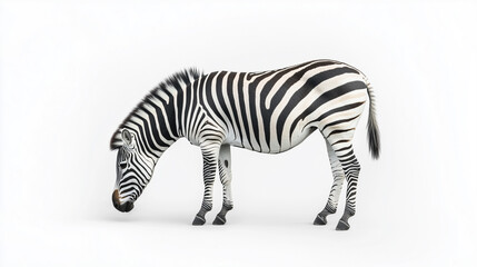Fototapeta premium zebra grazing with its black and white stripes isolated on transparent background