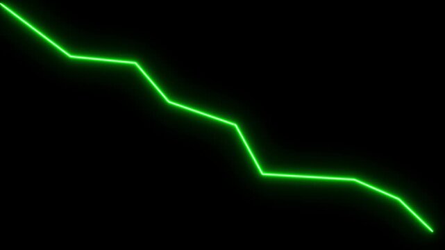 Neon business loss line animation. business loss concept glowing line on black background.