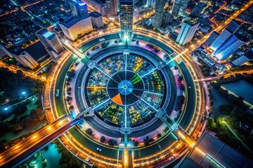 Fototapeta premium Center Circle Infographic Night Photography for Data Visualization and Insights