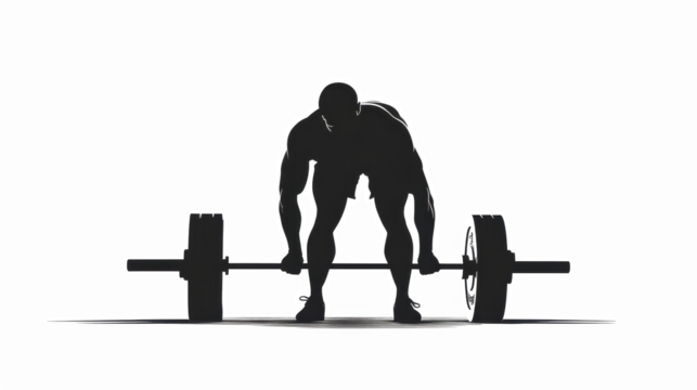 Silhouette of a Weightlifter During a Deadlift Exercise