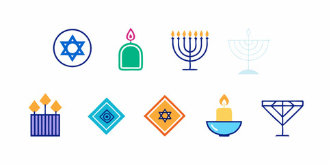 Hanukkah symbols and decorations for jewish holiday design projects