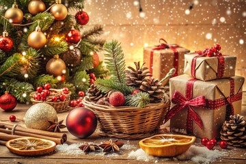 Christmas Holiday and New Year Hand Drawn Festive Illustrations for Product Photography