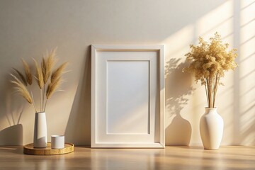 Clean Frame Mockup for Minimalist Gallery Ambiance in Modern Art Display