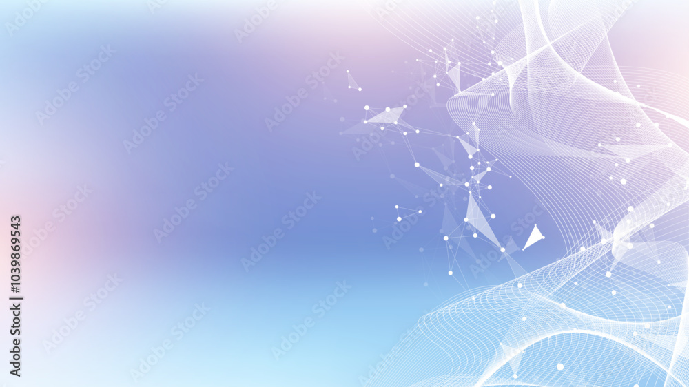 Fototapete Digits abstract background with connected lines and dots. Digital neural networks. Network and connection background for your presentation. Graphic polygonal background. Vector illustration.