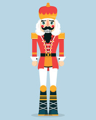 Christmas nutcracker soldier toy. Design element for winter holidays. Isolated vector illustration. Flat style.