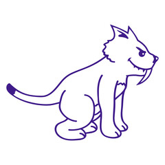 Bad Wild Sabre Tiger Cat Tooth Long Teeth Funny Design Fun Adorable Cool Happy Friendly Sweet Little Kitten Cool Cartoon Cute Cats Lovers Comic Love Kittens Feline Playful Kitties Fur Paw Pet Owners