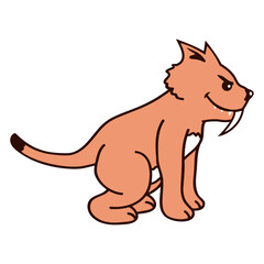 Bad Wild Sabre Tiger Cat Tooth Long Teeth Funny Design Fun Adorable Cool Happy Friendly Sweet Little Kitten Cool Cartoon Cute Cats Lovers Comic Love Kittens Feline Playful Kitties Fur Paw Pet Owners