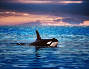 Obraz premium una orca flotando en el mar, realista