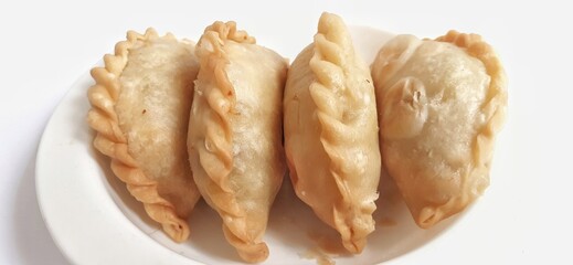 Jalangkote or pastel cake  is Indonesian traditional snack food filled with egg, carrot, potato, rice noodles. Famous culinary from Makassar, South Sulawesi. Ready to eat