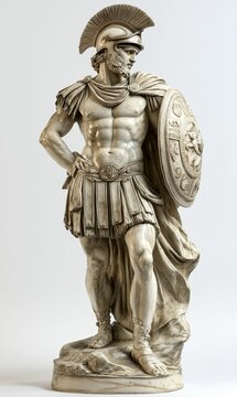 Roman soldier statue with shield.
