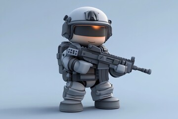 Fototapeta premium 3D Heavy Weapons Specialist: Expert in High Caliber Arms Game Wallpaper Background