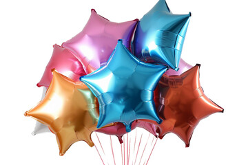 Star-Shaped Balloons with Bright and Colorful Appearance for Celebrations isolated on transparent background