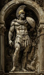 Fototapeta premium Stone sculpture of a Roman warrior.