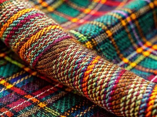 Fototapeta premium Close-Up of Woven Tweed Fabric Texture - Retro Vintage Check Design for Fashion and Home Decor
