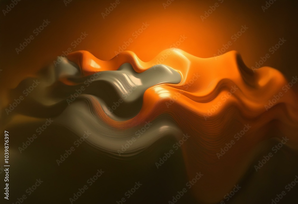 Poster Abstract background with a wavy, three-dimensional shape in orange and gray.