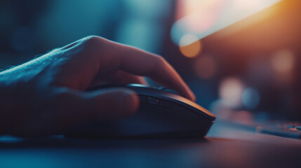 Hand Using Mouse for Clicking Action