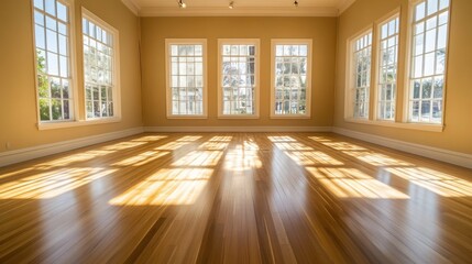 Fototapeta premium Bright and Spacious Empty Room with Large Windows