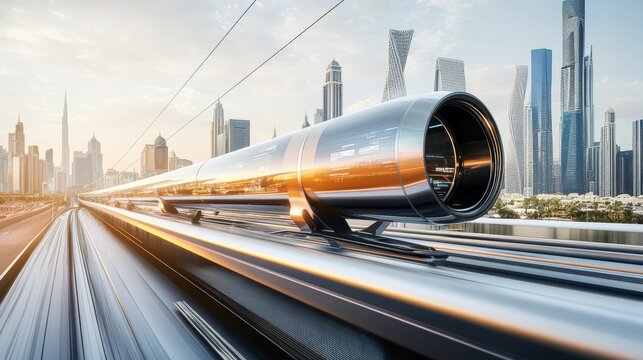 A cutting-edge transportation technology research institute with hyperloop prototypes and next-generation transit systems, Transportation style, photo of