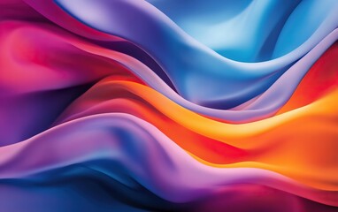 Fototapeta premium Colorful waves of fabric creating a dynamic and vibrant texture.
