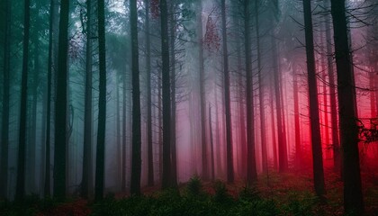 Obraz premium Mysterious Foggy Forest at Dawn