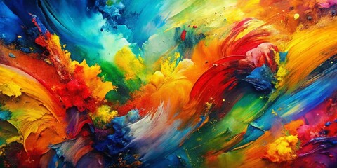 Colorful Abstract Painting with Rich Textures and Layers for Dynamic Wall Art Display