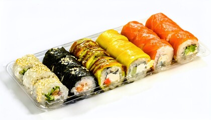 Colorful Rolls Neatly Arranged in a Plastic Container