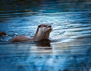 Fototapeta premium una nutria flotando en el mar