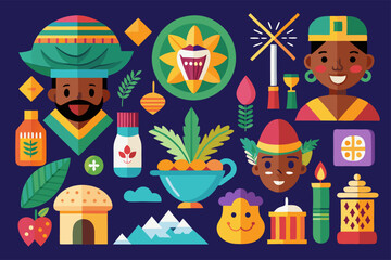 Fototapeta premium Colorful kwanzaa celebration: vibrant traditions and festive symbols in african american culture