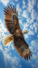Obraz premium Sovereign Skies: Bald Eagle in Flight Panorama