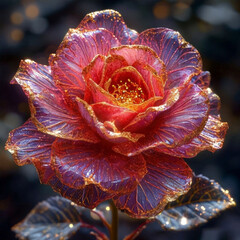 Glass crystal magic rose inlaid with gold dust.
