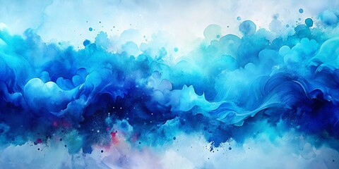 Fototapeta premium Colorful Bright Blue Watercolor Abstract Background for Stunning Wallpaper and Banners