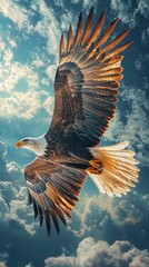 Sovereign Skies: Bald Eagle in Flight Panorama