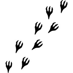 Dinosaur footprints. Leading lines of dinosaur footprints. ancient animals Footprints on the ground. dinosaur history 