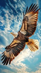 Obraz premium Sovereign Skies: Bald Eagle in Flight Panorama