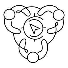 Guided by Purpose Icon – Three Persons in a Circle Around a Compass, Representing Shared Direction and Purposeful Actions