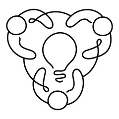 Collaborative Innovation Icon – A Variation with Three Persons in a Circle, Emphasizing Innovation and Teamwork