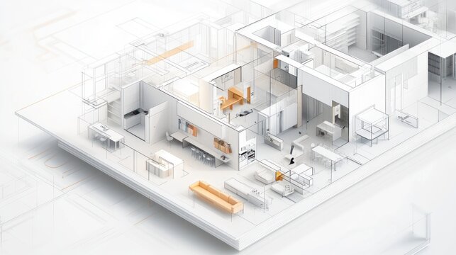 A minimalist architectural layout of a modern interior space.